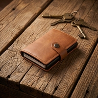 Portefeuille personnalisé pour homme, porte-cartes RFID, portefeuille en cuir PU, étui à cartes en aluminium, portefeuille pop-up pour homme