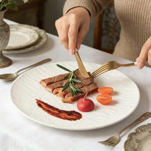 High Temperature Decal Textured Porcelain White and Black Dinnerware Plates Ceramic with Dishwasher <b>Safety</b> - Product Image 6