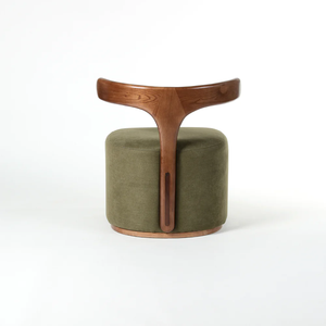 Fauteuil lounge moderne nordique de luxe en bois massif et tissu rembourré pour salle à manger et salon - Product Image 6