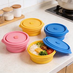 Loncheras para Niños Aptas para Microondas, Contenedor de Alimentos de Silicona, Loncheras Bento Plegables y Colapsables de Silicona - Product Image 3