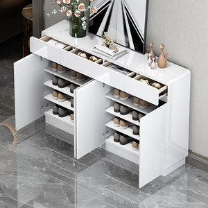 Meuble à chaussures laqué blanc minimaliste moderne pour entrée et couloir - Product Image 4