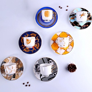 Turkish Style Luxury Mini Espresso Cup and Saucer Set 6-Piece Porcelain Coffee <b>Tea</b> Mug with Gift <b>Box</b> for Travel - Product Image 2