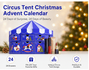 Custom Carousel Tent Shaped Advent <b>Calendar</b> Box 24 Days Blue White Stripe Empty OEM Christmas Surprise Gift Packaging Wholesale - Product Image 4