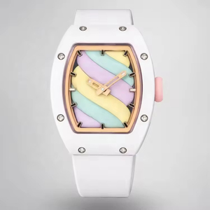 High-end Designer RM07-03 Gradient Vortex Dial Mechanical <b>Watch</b>, High-Quality White Ceramic Luxury Ladies Wristwatch - Product Image 1