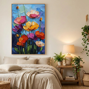 Peinture abstraite contemporaine texturée faite à la main Azure Bloom Garden sur toile, grande décoration murale pour hôtels - Product Image 6