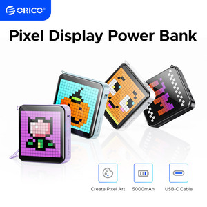ORICO พาวเวอร์แบงค์จอแสดงผลพิกเซล 5000mAh พร้อมสาย USB-C สร้างภาพพิกเซลอาร์ต - Product Image 1