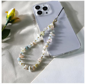 Regalo elegante, antipérdida, grava Natural con cuentas de cristal, piedra de ágata, correa de muñeca, piedra lunar, accesorios para teléfono móvil, cordón - Product Image 6