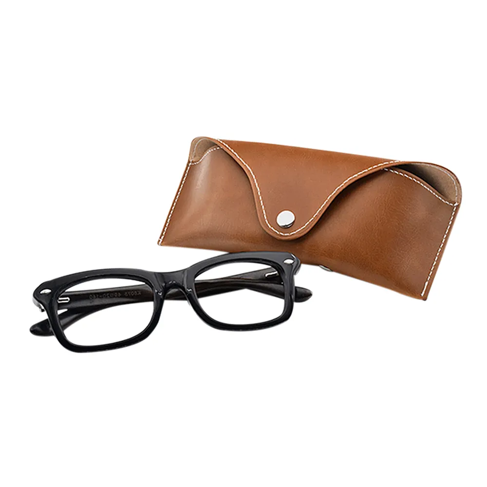 Cowhide Leather Eyewear Sunglasses Eyeglasses Pouch Bag Pouch Black Custom Print Logo Sunglasses Bags