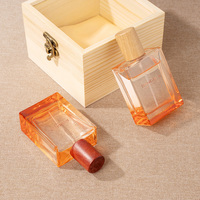 Vente en gros de flacons de parfum en verre rechargeables de style vintage, 50 ml, design carré plat avec boîte cadeau élégante