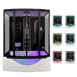 Cabina de <span class=keywords><strong>Ducha</strong></span> de Vapor Acrílica Moderna de 170 x 85 cm, Precio Competitivo, Estilo de Apertura Deslizante, Marco de Aluminio, Arco, Uso <span class=keywords><strong>Interior</strong></span> - Product Image 1