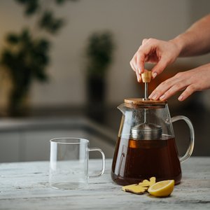 Tetera de Vidrio Transparente Hecha a Mano para el Hogar, 750ml, 950ml, 1350ml, <span class=keywords><strong>con</strong></span> Asa y Filtro Grande - Product Image 3