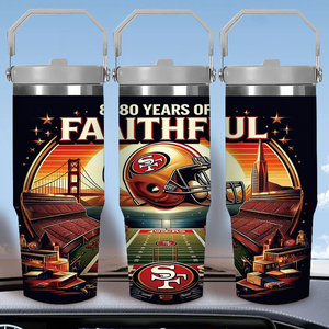 Bicchiere Termico da 30oz per il 80° Anniversario dei <span class=keywords><strong>San</strong></span> Francisco 49ers, Design Fedele al Team da 80 Anni, Disponibile negli USA - Product Image 1