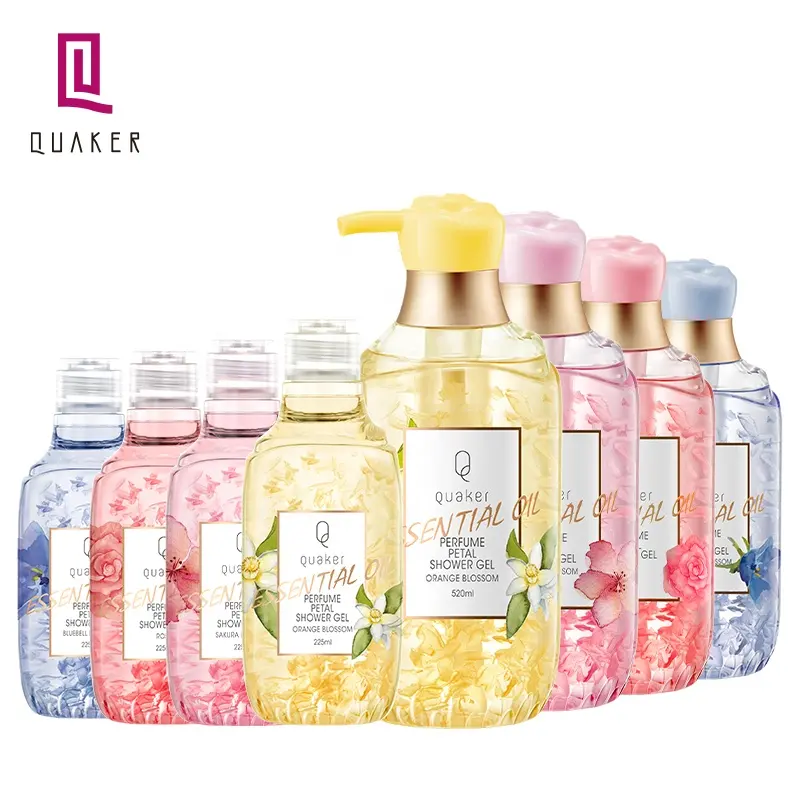 Qquaker vero petalo alleggerimento Gel doccia olio essenziale fornisce bagno per il corpo e lozione Set per la pelle opaca