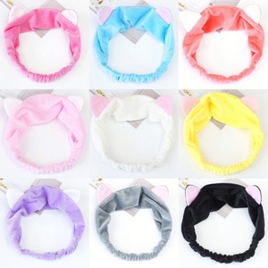 Cat Ear Headband Soft Plush Hairband For Bathing With Animal Design Gray And Pink Colors - Product Image 2