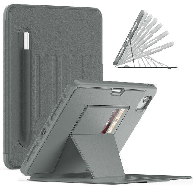 For iPad Air 4/Air 5/Pro 11 Business Auto Sleep Wake Magnetic Adjustable Stand Pencil Slot TPU PU Leather Tablet Case