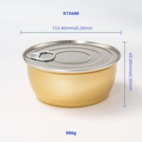 K1568 # Vente directe d'usine Boîte ronde en acier laminé en fer blanc Toniques Plats préfabriqués Fruits de mer DRD Boîtes en métal en forme de bol