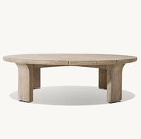 Meubles en teck faits à la main au design moderne, table basse ronde d'extérieur, table ronde en bois massif