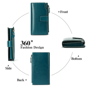 Vintage Long Women's <b>Wallet</b> PU Leather Multi <b>Card</b> Clutch Purse Zipper Coin Holder for Daily Use - Product Image 3
