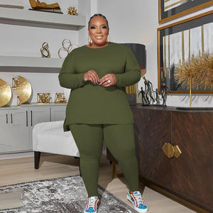 Nuovo arrivo <span class=keywords><strong>taglie</strong></span> forti donna <span class=keywords><strong>abbigliamento</strong></span> autunno moda donna tinta unita comodo tessuto ad alta elasticità Set casa - Product Image 5