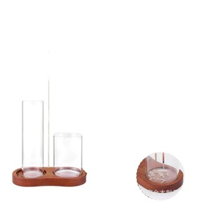 Brûleur d'encens en bois avec collecteur de cendres en verre, style zen en bois de séquoia, porte-encens d'aromathérapie pour usage religieux - Product Image 1
