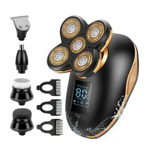 Flutuante Rotary Shaver Rosto Cabeça Barba Aparador de Cabelo Usb Groomer Barbeador Elétrico À Prova D' Água para Homens Recarregável 5 em 1 5D Masculino