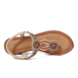 Sandales bohèmes à la mode avec strass, version coréenne, talon compensé à semelle épaisse, chaussures pour femmes - Product Image 4
