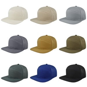 Custom Logo Quick Dry Waterproof <b>Flat</b> Brim Snapback <b>Cap</b> Laser Cut Holes Perforated Trucker Hats Blank Gorras for <b>Men</b> Women - Product Image 2