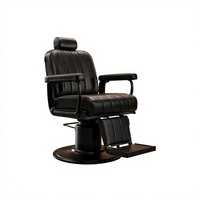 Fauteuil de Barbier Moderne Hydraulique en Cuir Noir pour Salon de Coiffure