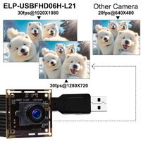 ELP HD 1080P Mini módulo de cámara USB 2MP IMX323 H.264 0.01Lux Cámara USB de poca luz con audio, placa de cámara web de lente de 2,1mm para computadora portátil