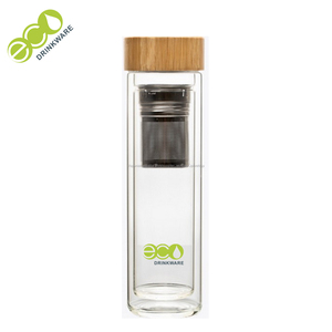 Nuevo Producto para 2018 de doble pared con aislamiento transparente de vidrio de borosilicato termo con <span class=keywords><strong>la</strong></span> tapa de Bambú - Product Image 2