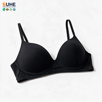 Soutien-gorge sans armatures sans coutures pour femme SUHE, noir, coupe pleine, dos en Y, lavable en machine, usage quotidien