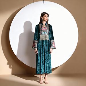 Premium Luxury Hot-fix Rhinestones Polyester Elegant Party Abaya <b>Dress</b> for Muslim Women Custom Wholesale - Product Image 1