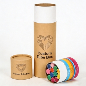 Boîte ronde en papier kraft brun écologique avec couvercle scellé, tube d'emballage cylindrique portable pour le rangement des pinceaux à aquarelle - Product Image 2