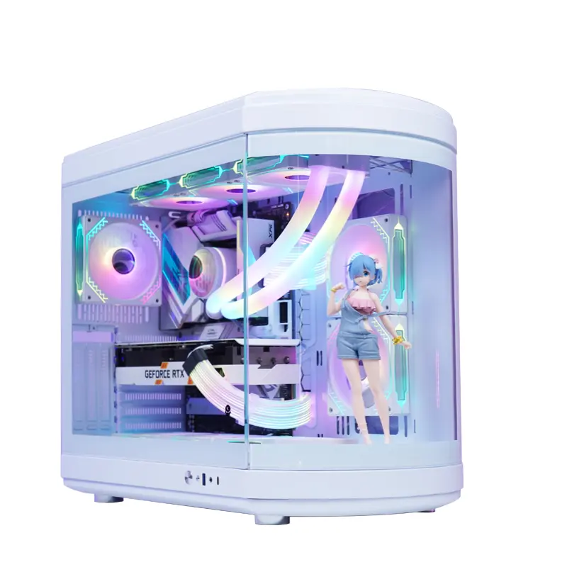 High Quality Front Curved Glass Gaming Computer Case ATX Full Tower Gaming PC Case For Sale Desktop Game Case