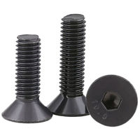 Baut Kepala Rata DIN7991 M12 M16 Baja Tahan Karat 304 Lapisan Oksida Hitam, Kepala Hex Drive, Soket, Sekrup Allen