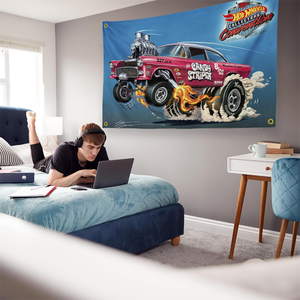 Striscione Hot Wheels 28th Convention 3x5ft, 55 Chevy Candy Striper Gasser, in Poliestere Bifacciale da Appendere a Parete per Collezionisti di Modellini - Product Image 4