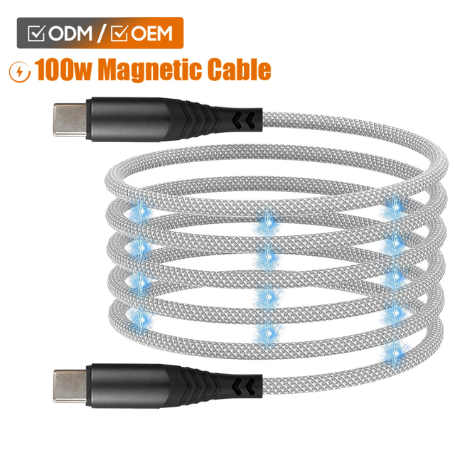 Wik-MS OEM Trending New Design Magnetic 27W 60W 100W Nylon Mest Braided Organizer Fast Charging USB C Type-C Magnetism Cable