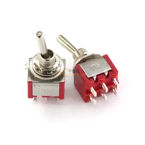 MTS-202 Mini switch toggle 6 pin 2 way 6 mm 125vac 6a red