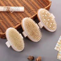Brosse Corporelle en Bois Marque Blanche pour Peau Sèche, Bambou Naturel, Poils de Sisal, Exfoliante Anti-Cellulite