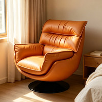 Fauteuils individuels pivotants de luxe modernes pour salon et chambre, confortables et relaxants, rotation à 360 degrés, en cuir, design de mobilier