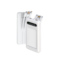 Power Bank Surya Portabel Kapasitas Besar 20000 mAh Kompatibel dengan iPhone, Charger Ponsel dengan Kabel Terintegrasi 20000 mAh Custom