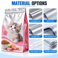 Sachet personnalisé en aluminium pour nourriture pour chatons, scellé sur huit côtés avec fermeture éclair, pour la vente au détail et en gros