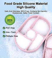 Vente en gros de boîte à lunch Bento en silicone anti-fuite de qualité alimentaire, écologique Boîte à lunch monocouche Récipient alimentaire avec 5 compartiments