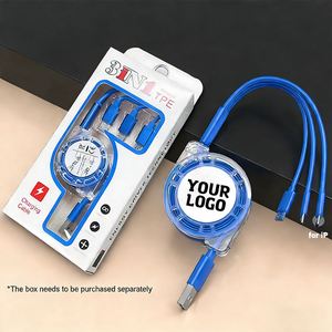 Câble USB rétractable multi-chargeur 3 en 1 universel avec logo personnalisé, vente en gros, cadeau promotionnel, chargeur rapide - Product Image 1
