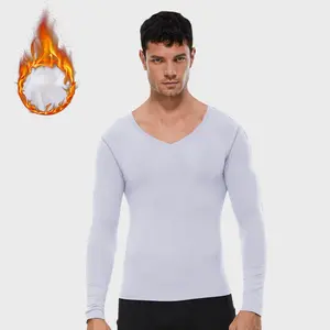 Ropa interior térmica para hombre Top cuello en V camisa de manga larga capa Base ligera invierno hombres logotipo personalizado Fitness ropa deportiva