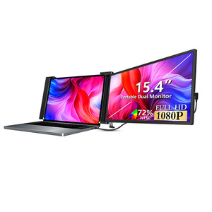 Ordinateur portable portable à <span class=keywords><strong>double</strong></span> écran de 15,4 pouces Full HD 1080P <span class=keywords><strong>avec</strong></span> panneau IPS noir <span class=keywords><strong>Mac</strong></span> Windows Écran étendu pour ordinateurs portables - Product Image 2