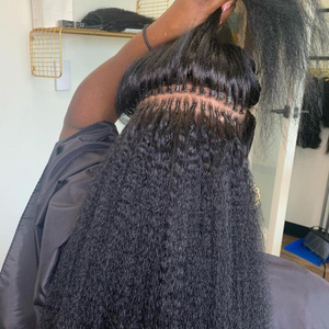 Remy <span class=keywords><strong>Kinky</strong></span> <span class=keywords><strong>Micro</strong></span> Vòng Vòng Phần Mở Rộng Tóc Tóc Xoăn Brazil <span class=keywords><strong>Micro</strong></span> Bện Tóc Mở Rộng - Product Image 1