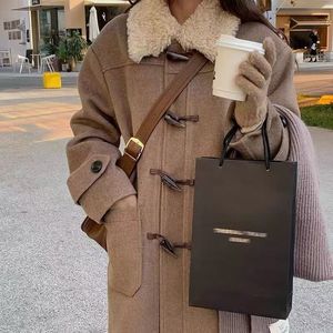 Korean Style Women's Wool Coat Mid Length Over The Knee High End Duffle Coat Camel Color With Pocket - Product Image 4