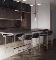 Tabouret de bar moderne en velours et métal – Robuste pour la maison, le bar, le salon, l'hôtel et les centres commerciaux