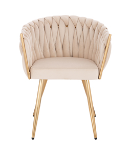 Thiết kế Bắc Âu giữa lưng da kim loại cơ sở nhung mềm đệm ghế bện dệt ghế bành - Product Image 3